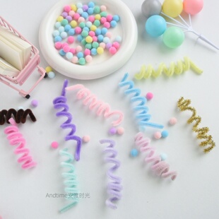 糖果扭扭棒配饰零食鲜花花束装饰品手工diy花艺礼物包装材料毛球