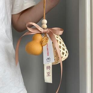 新年新中式节日小挂件复古壁挂中秋竹篓装饰送礼活动材料DIY灯笼