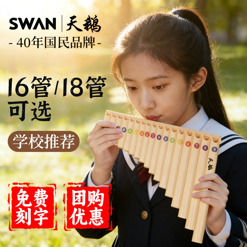 天鹅排箫18管16管中小学生c调18音专业演奏级排笛易学乐器初学者
