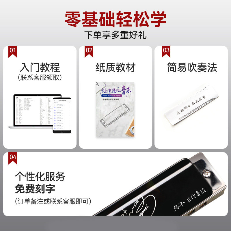 天鹅布鲁斯口琴10孔蓝调c调正品儿童学生初学者入门男士演奏十孔