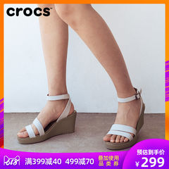 Crocs卡骆驰2019春夏新款凉鞋女蕾丽高跟绑带简约显高坡跟|205750