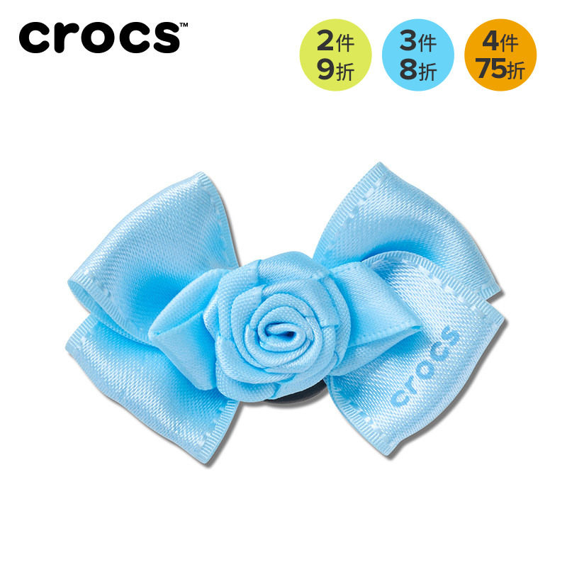 Crocs卡骆驰智必星配件洞洞鞋花 蓝玫瑰蝴蝶结 透粉色蝴蝶结图片