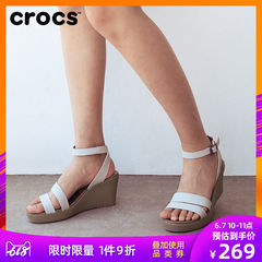 Crocs卡骆驰2019春夏新款凉鞋女蕾丽高跟绑带简约显高坡跟|205750