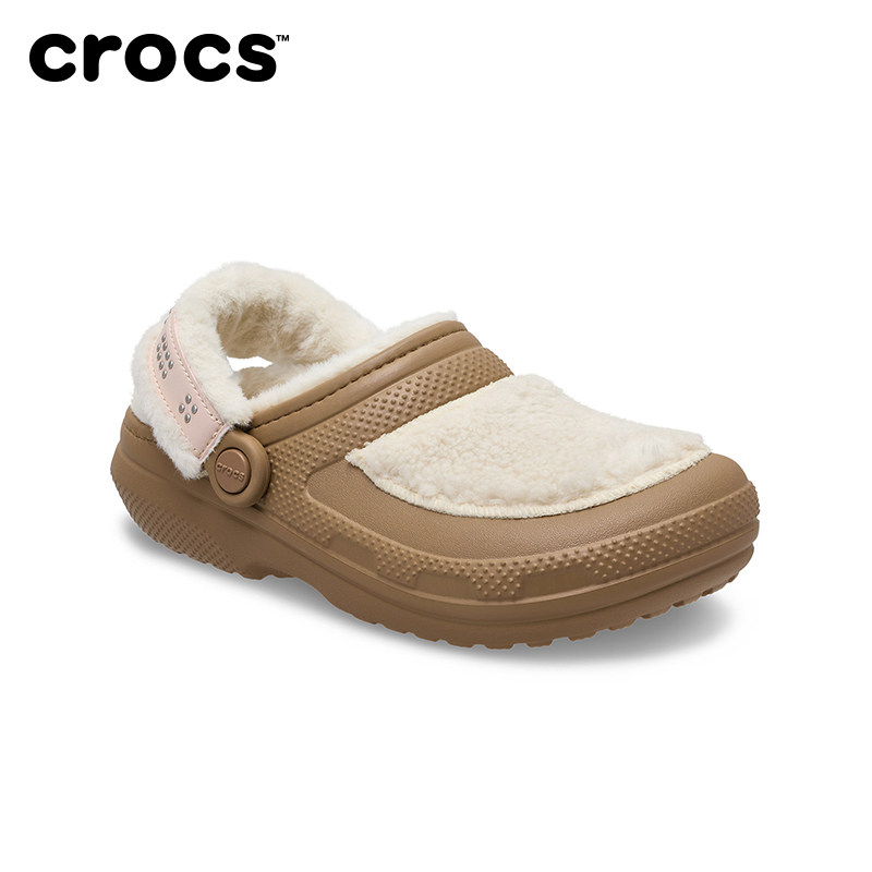 【新品测评专享】Crocs卡骆驰经典皮质带暖绒女鞋包头拖鞋|217066