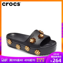 Crocs凉鞋女卡骆驰2019新品厚底卡骆班金属花朵外穿凉拖鞋|205717