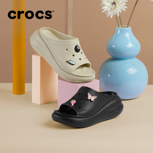 户外休闲坡跟厚底鞋 Crocs卡骆驰经典 泡芙凉拖女鞋 凉鞋 208731