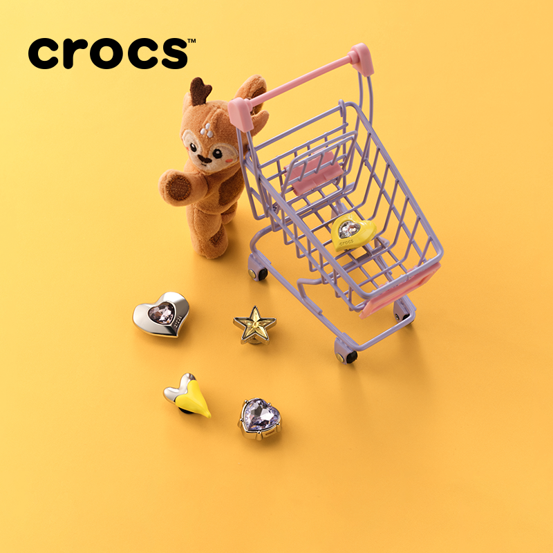 Crocs卡骆驰智必星配件洞洞鞋花 银色圆形饰钉