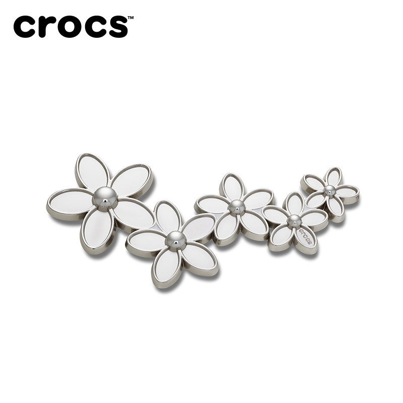 Crocs卡骆驰智必星配件洞洞鞋花 超大银花簇 银色多瓣花束