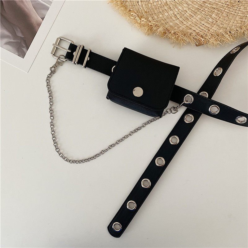 网红小包朋克全孔铁链配西装腰带