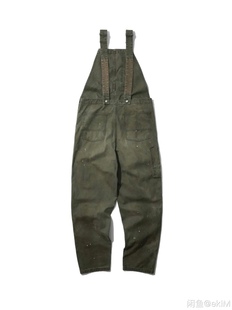 军绿色 重水洗 余文乐19AW 背带裤 WASHED OVERALLS MADNESS 泼墨