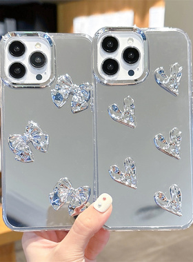 网红超火立体蝴蝶支架适用iphone15手机壳14proMAX奶油纹苹果13电镀银色12软保护套8plus镜头全包7P防摔6潮女