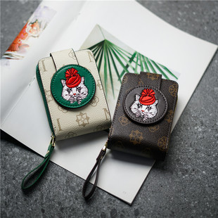 新款 原创卡包精致多功能高级感零钱包便携手拿包 复古少女钱包短款