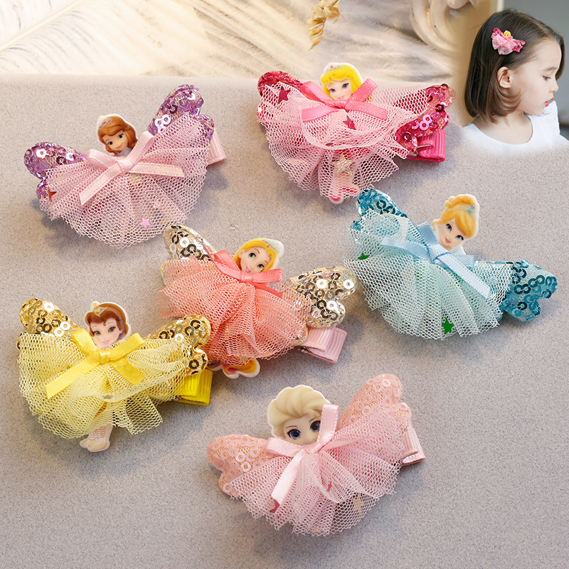 兒童發飾 小女孩公主發夾寶寶卡通發卡子女童邊夾頭花頭飾品