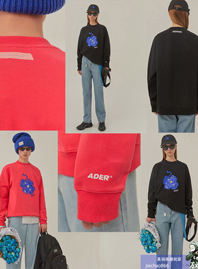 男女款宽松套头圆领潮流运动休闲纯棉红AE黑红色卫衣