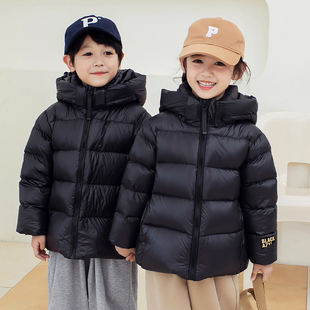 黑金儿童羽绒服2024新款 宝贝男女中大童高端加厚羽绒服潮 连帽短款