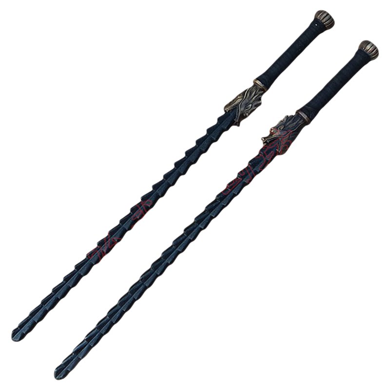 仿古双鞭双锏碳钢双锏秦琼兵器武术表演雌雄双锏秦叔宝龙头竹节鞭