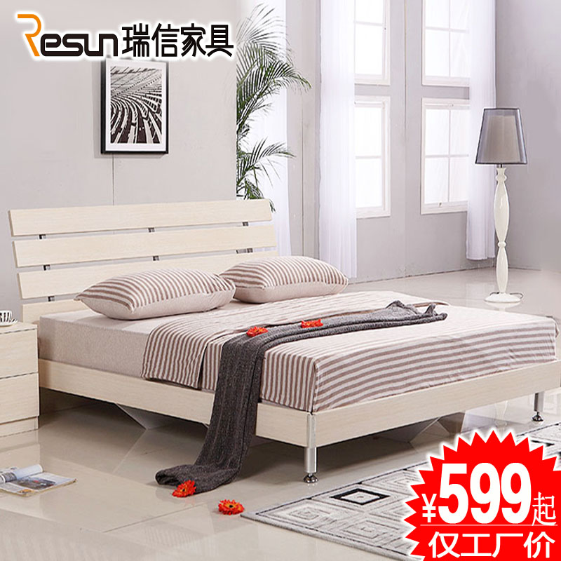 Nhà máy trực tiếp tấm giường đôi tủ quần áo đặt nội thất phòng ngủ người lớn đơn giản kinh tế hiện đại giường ngủ thông minh hiện đại