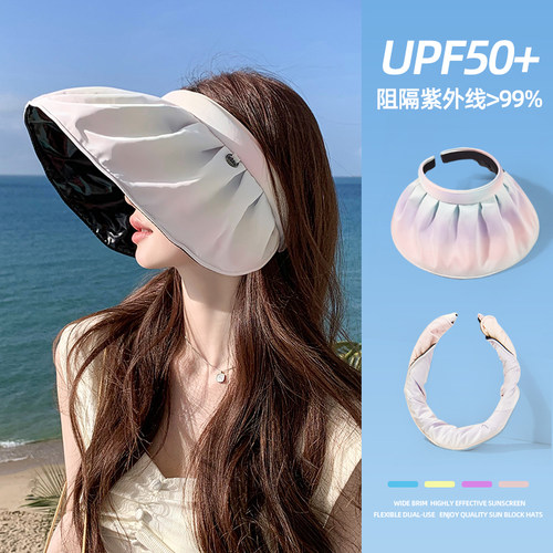 大檐防晒帽女夏季防紫外线黑胶