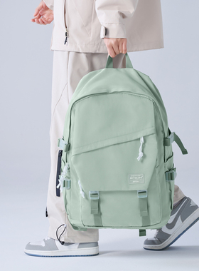 书包初中女生绿色系高中学生背包小学生旅行双肩包大容量2024新款