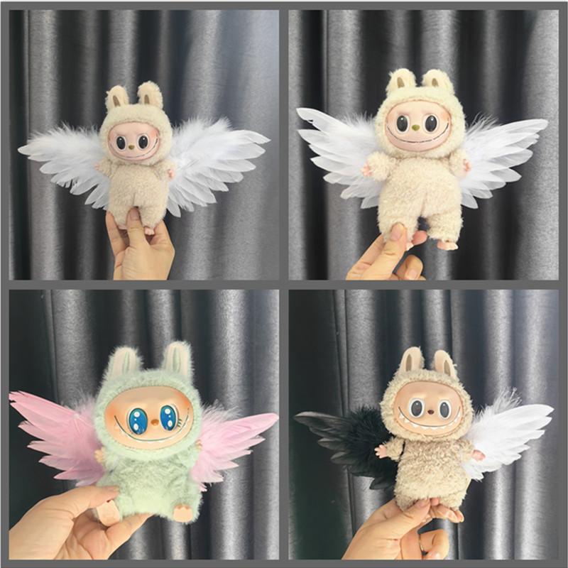 15cm17cm马卡龙拉布布坐坐labubu公仔猪神黄昏装饰天使恶魔翅膀