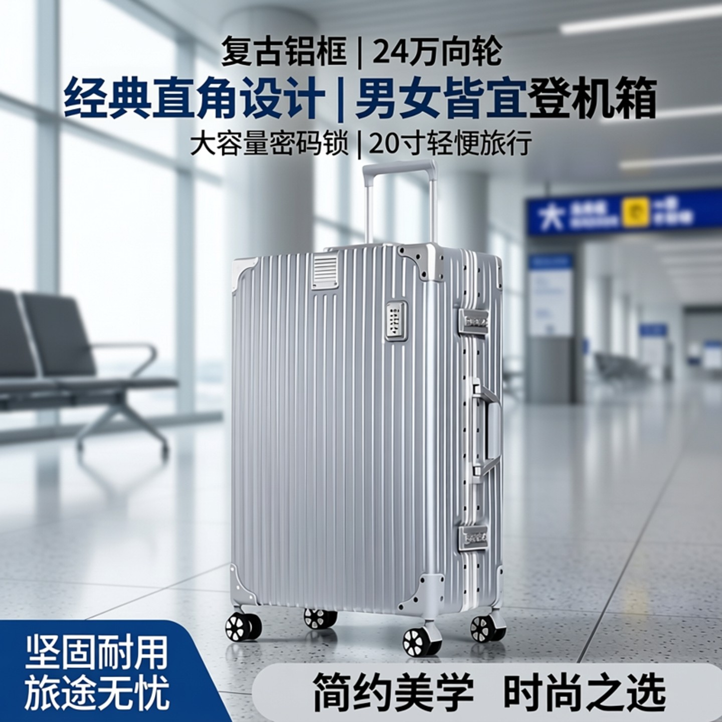 复古直角行李箱铝框24万向轮男大容量密码拉杆箱皮女20寸登机旅行,箱包皮具/热销女包/男包,旅行箱,淘宝优惠券,粉丝福利购,淘宝优惠卷