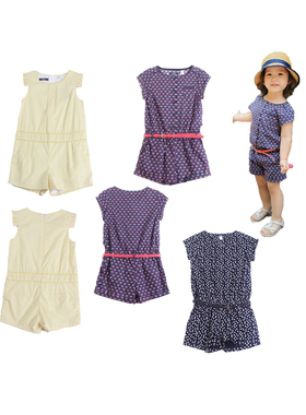 女童夏季纯棉轻薄连体裤法单OK家洋气凉快舒适连身裤法式淑女短裤