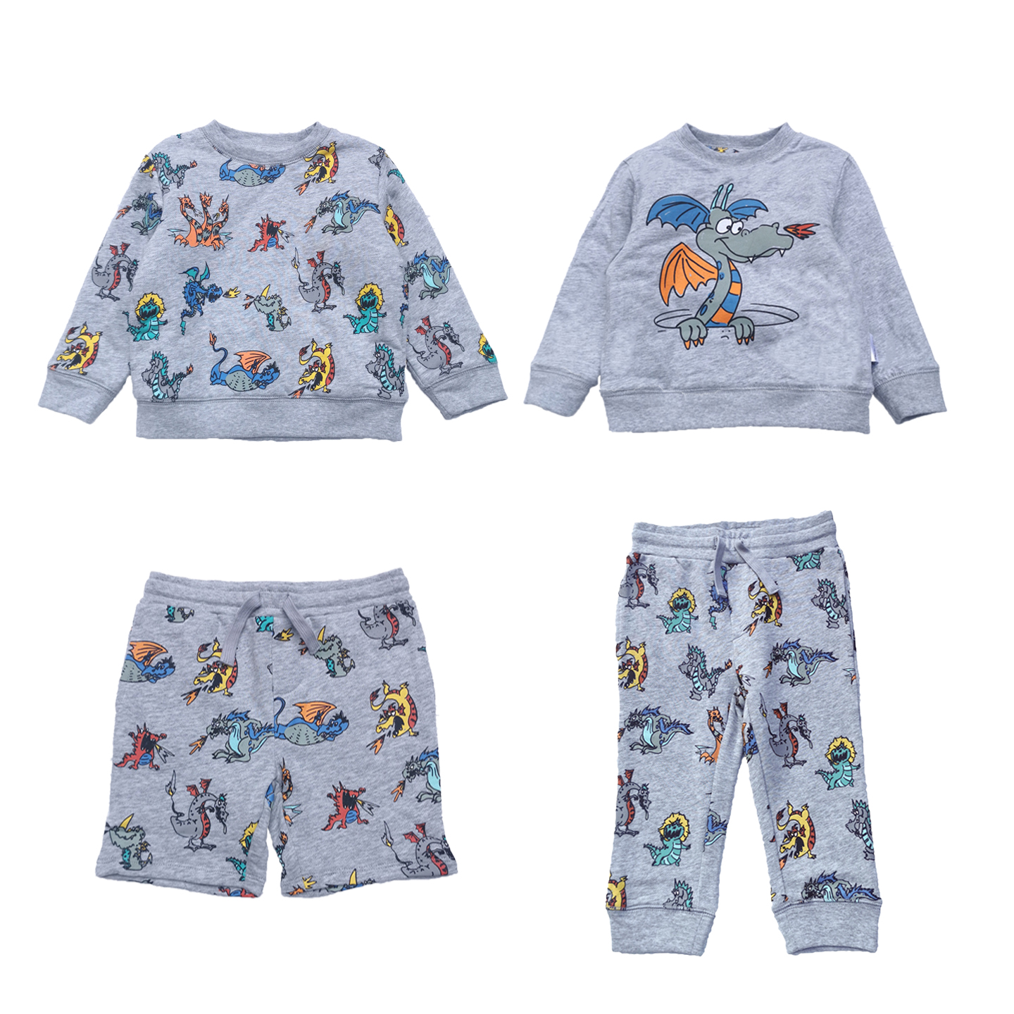 英潮奢SMC春秋冬有机棉卫衣卫裤男女童可爱休闲抓绒运动裤短裤