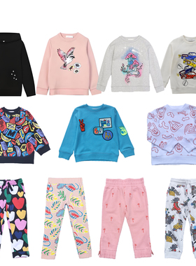 潮奢英贵牌SMC秋冬有机棉卫裤男女童可爱休闲抓绒毛圈多款运动裤