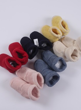 宝宝秋冬针织袜鞋护脚保暖毛线鞋脚套步前鞋底板鞋全棉软底脚套