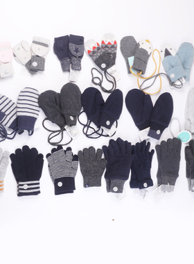 儿童加绒手套法单男女童宝宝加厚保暖挂脖分指可爱手套