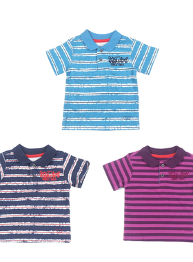 李*斯宝宝夏季短袖polo美单男女童夏季棉质舒适休闲百搭条纹T恤