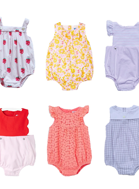 法式婴童连体衣男女儿童宝宝夏季纯棉洋气提花无袖包屁衣爬服哈衣