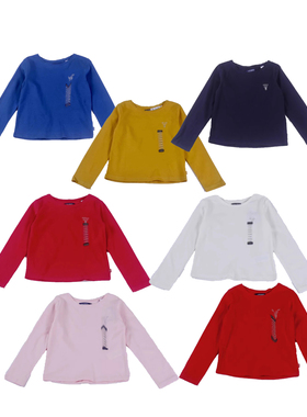 女童春秋纯棉长袖T恤法单宝宝柔软纯色圆领衫休闲百搭上衣3岁