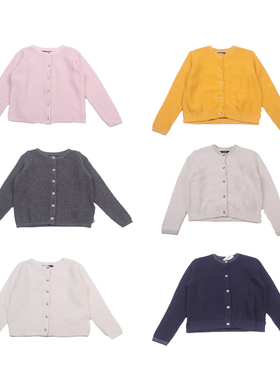儿童春秋针织外套法单女童洋气百搭开衫纯色休闲毛线上衣3岁