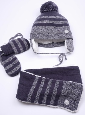 宝宝冬季加绒帽子手套围脖套装法单男女童可爱保暖帽子围巾手套