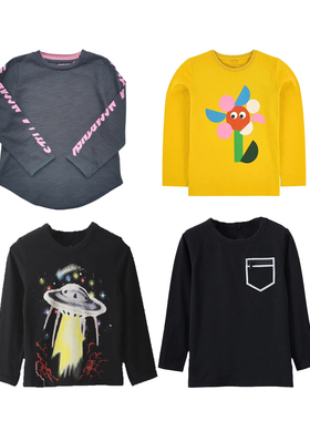 潮奢SMC有机棉儿童春夏长袖T恤男女童全棉休闲舒适圆领衫粉丝福利