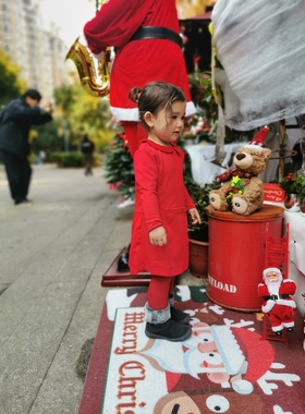 儿童春秋冬连衣裙法单女童红色圣诞过年裙洋气长袖公主裙