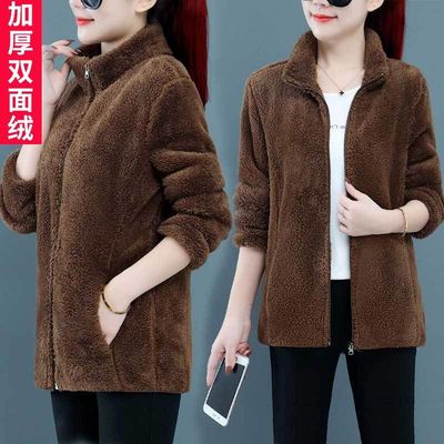 短款摇粒绒外套女双面绒秋冬加厚羊羔毛毛夹克抓绒珊瑚绒卫衣上衣