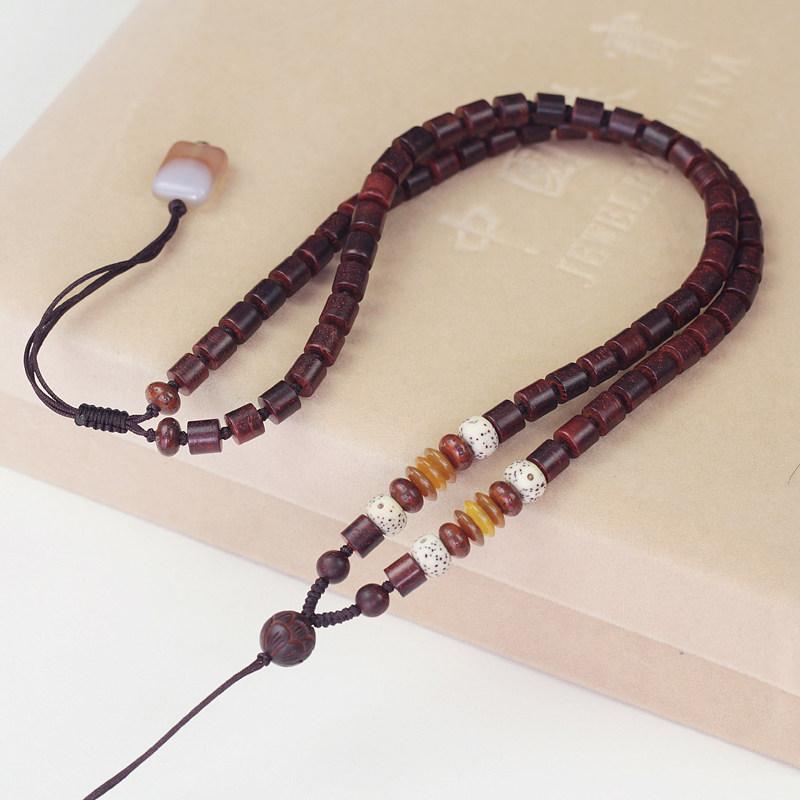 素曲原创小叶紫檀吊坠项链挂绳子和田玉翡翠蜜蜡平安扣固定伸缩款