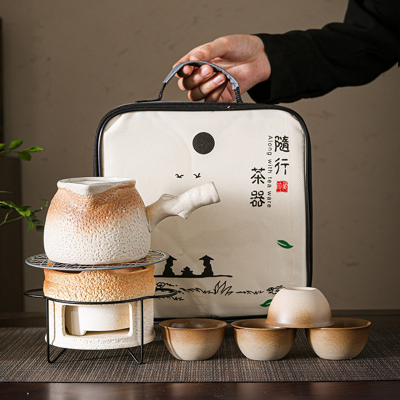 围炉煮茶烤火炉套装烤奶罐罐茶壶室内户外炭炉侧把壶便携式手提包图片