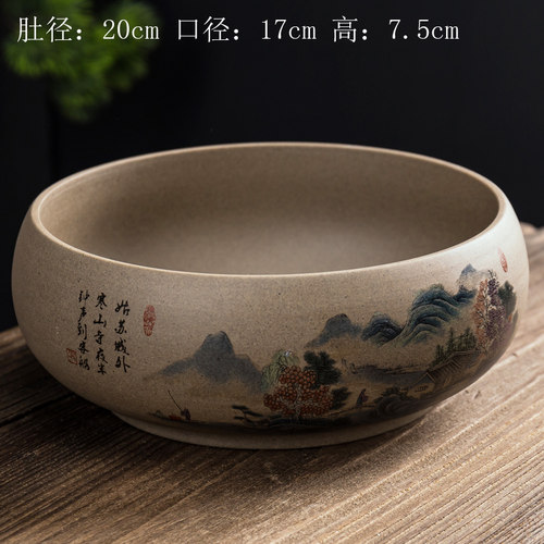 洗大号陶瓷手绘水培花盆茶道配件