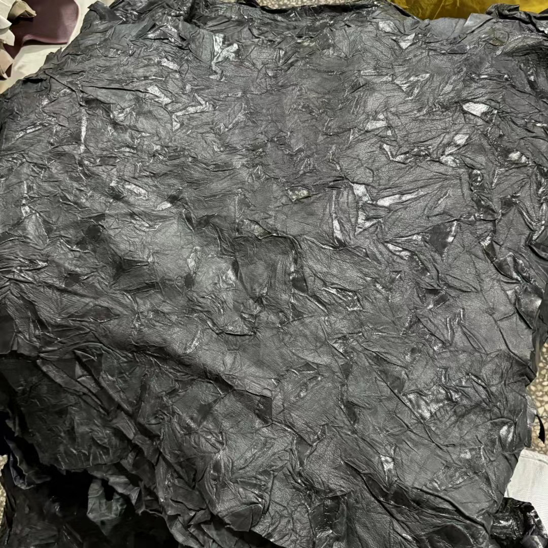 褶皱肌理！设计款羊皮！黑色褶皱羊皮 5-6尺 1.0mm 60/张