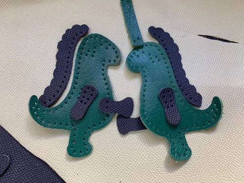 彩色小恐龙真皮材料包 打孔 手工DIY材料包 半成品