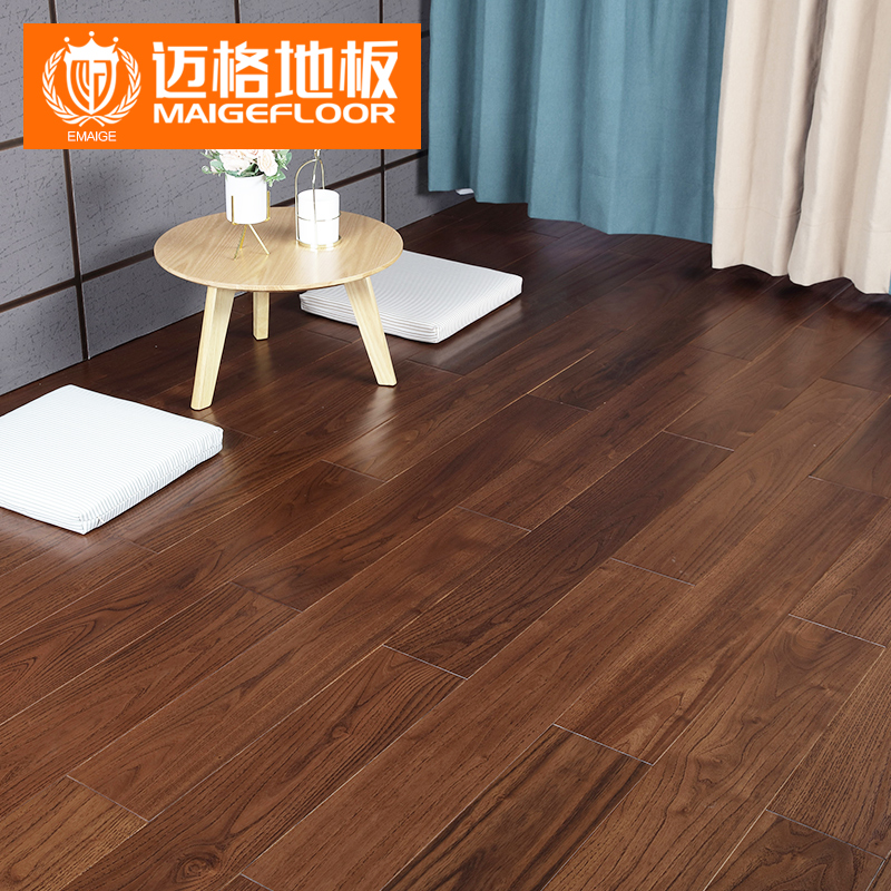 迈格 金刚柚木地板家用环保黑胡桃色18mm纯实木地板厂家直销地暖