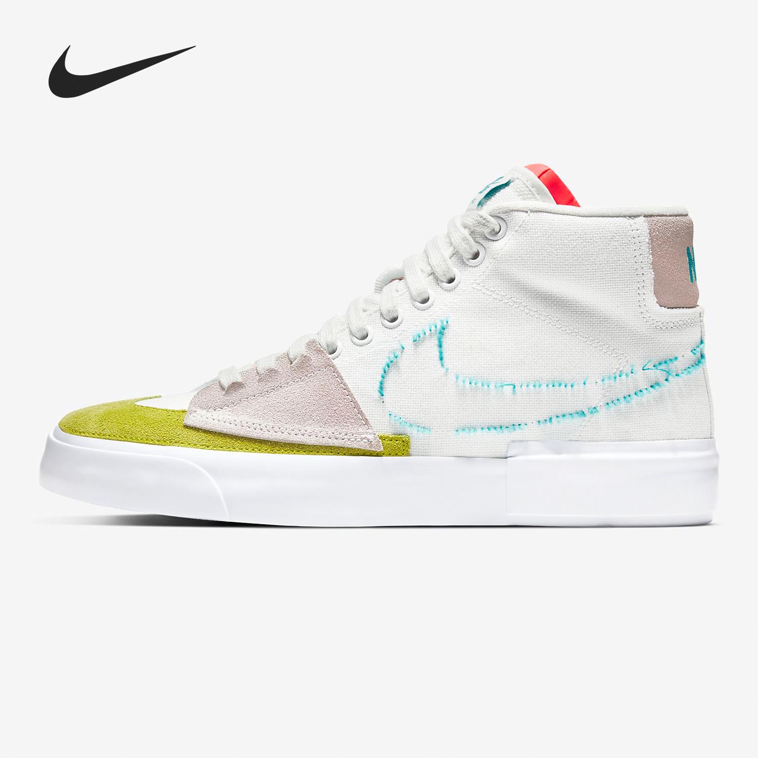 Nike/耐克正品BLAZER MID 男子白蓝拆钩拆线解构休闲鞋CI3833-101