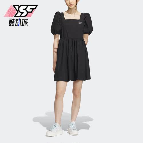 Adidas/阿迪达斯正品三叶草夏季女子运动灯笼袖连衣裙IP1771