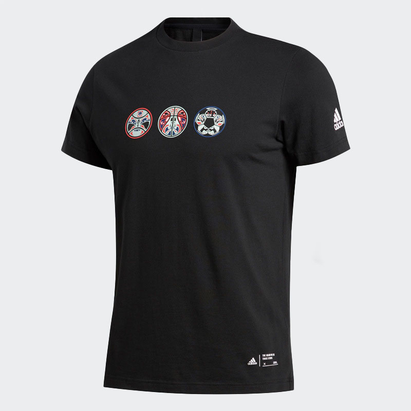 Adidas/阿迪达斯正品 夏季京剧脸谱印花 男子透气短袖T恤  FT2850