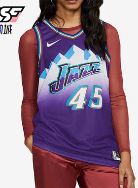 Nike/耐克正品米切尔爵士队45号男子运动篮球衣AV4517-504