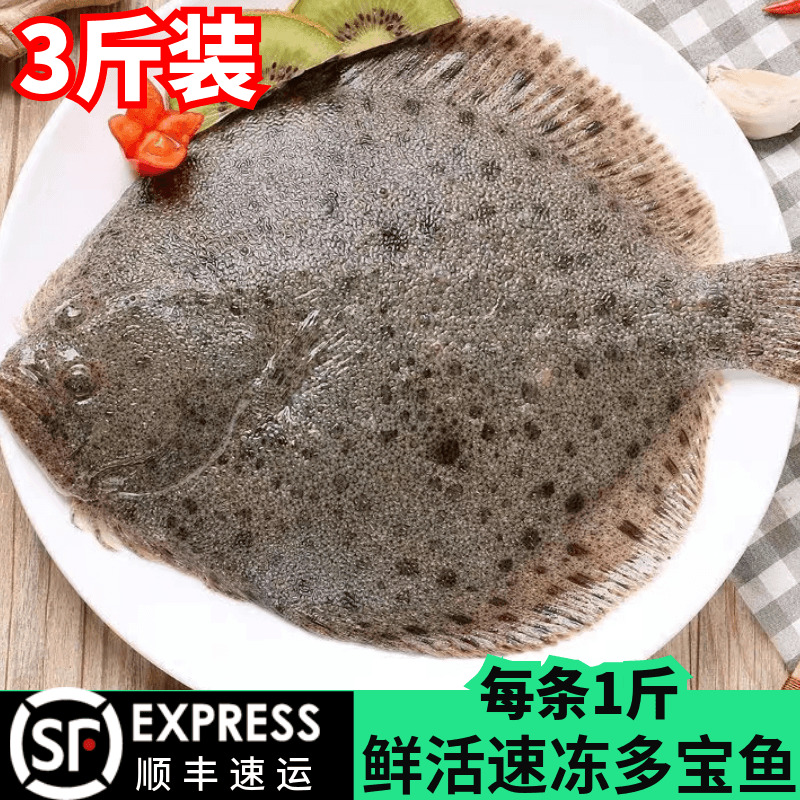 新鲜超大多宝鱼鲜活冷冻特大比目鱼海鲜水产海鱼鲽鱼鸦片鱼菱平鱼-封面