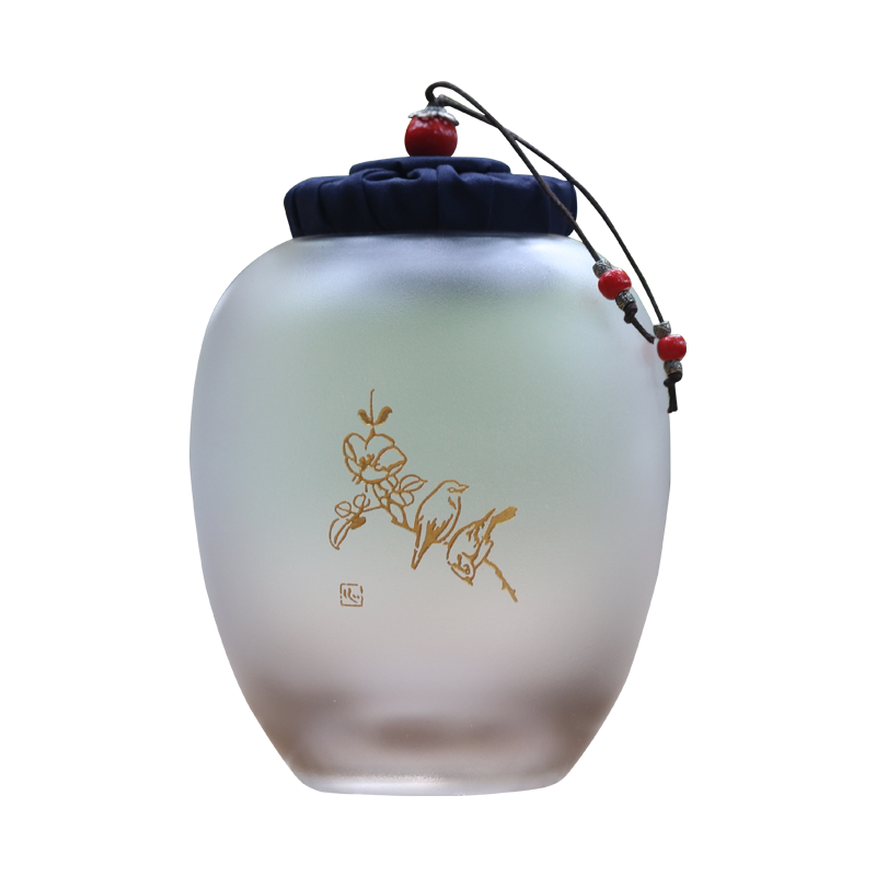心缘堂琉璃茶叶罐仿古钟式小号